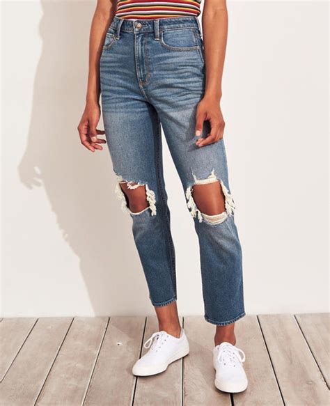These relaxed <b>mom</b> <b>jeans</b> are designed in Vintage Stretch<b> denim</b> with a medium wash, featuring a flattering ultra high-rise waist, fading and whiskering. . Mom jeans hollister